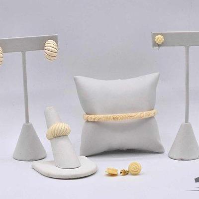 #1006 • Bone Carved Jewelry with 14k Gold Accents
