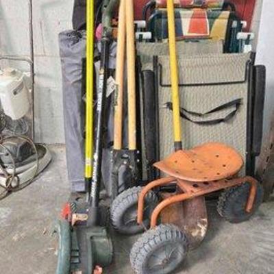 2689 • fold up chairs, garden tools & more