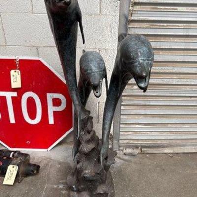 2582 • 3 dolphin bronze fountain sculpture