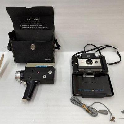 1840 • keystone super 8 movie camera and polaroid land camera w...