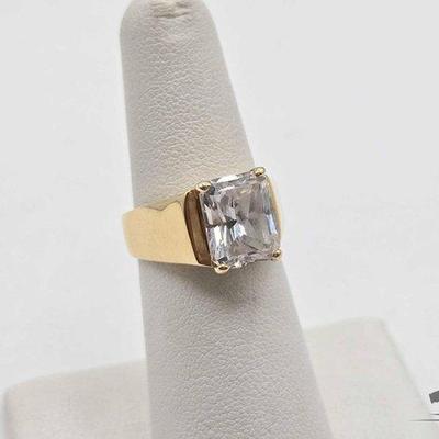 #708 • "Suspected" 14k Gold and Rhinestone Ring, 7.6g
