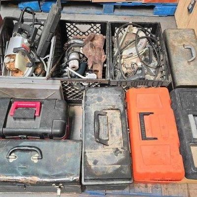 2654 • pallet of power tools & tool boxes