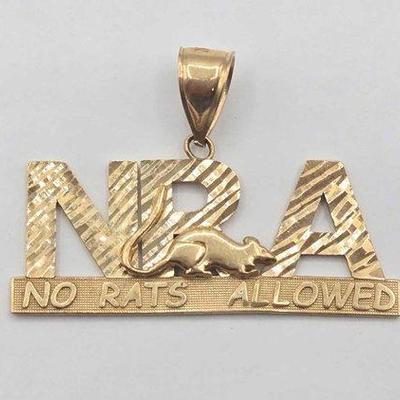 #804 • 10k Gold NRA Pendant "No Rats Allowed", 4.9g
