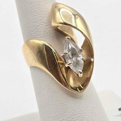 706 • "suspected" 14k gold and rhinestone ring, 13.2g