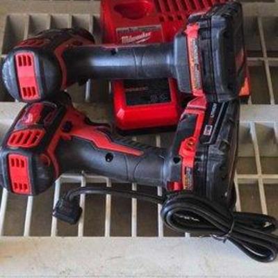 #1095 • (2) Milwaukee Cordless Drills & Charger
