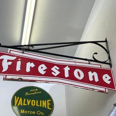 #1835 • Firestone Sign with Bracket
