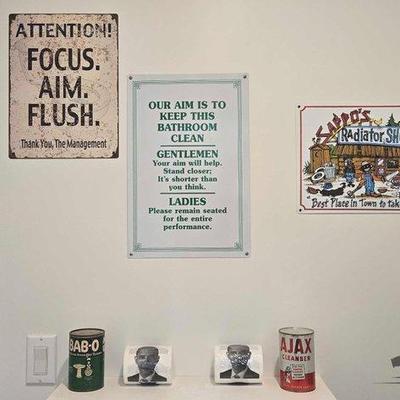 #1500 • Metal Wall Decor, Vintage Cleaner Containers & More
