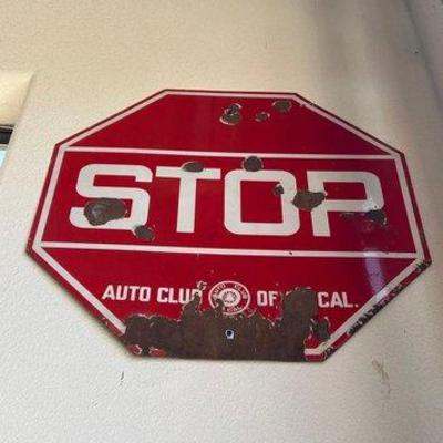 #1985 • Porcelain Auto Club of Southern California Stop Sign
