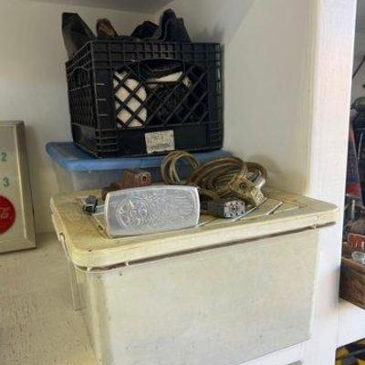 #2545 • (3) Totes of Rags and Cleaning Supplies

