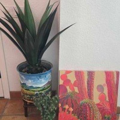 #6022 • (2) Faux Plants & Cactus Canvas Print
