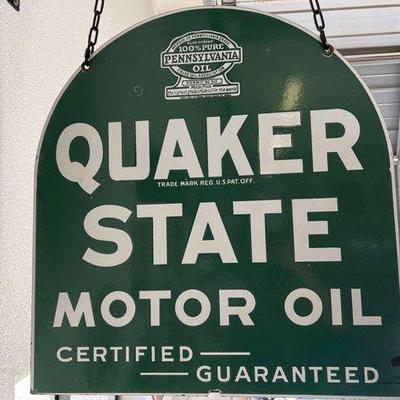 #1933 • Quaker State Motor Oil Sign with Bracket
