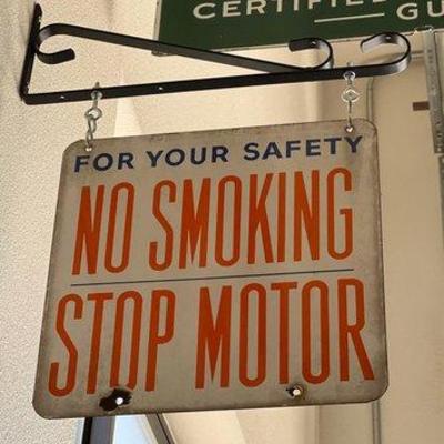 #1934 • For your Safety No smoking Stop Motor Sign with bracket
