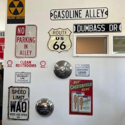#1705 • (11) Signs and (2) Wheel Covers
