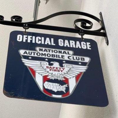 #1932 • Official Garage National Automobile Club sign with Bracket

