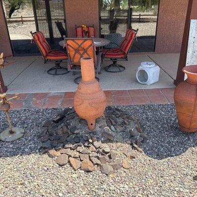 #8521 • Fire Pit, Flower Pot, Weather Vein
