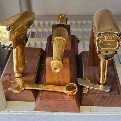 #1085 • (4) Gold Plated Snap On Tools & Folding Knife
