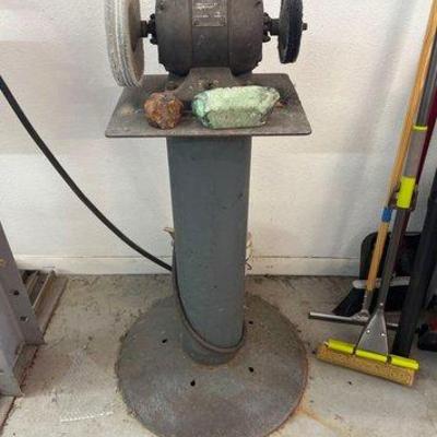 #1765 • Bench Grinder with Polishing wheels on stand
