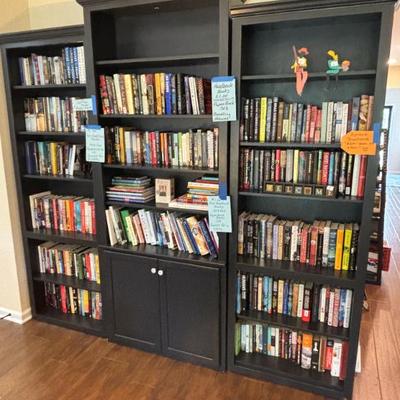 Bookcases for sale as well as ALL books. 