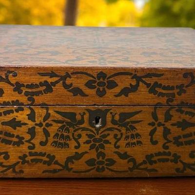 English marquetry mahogany box circa 1840