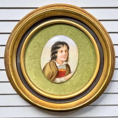 Porcelain miniature portrait of a boy 19th century