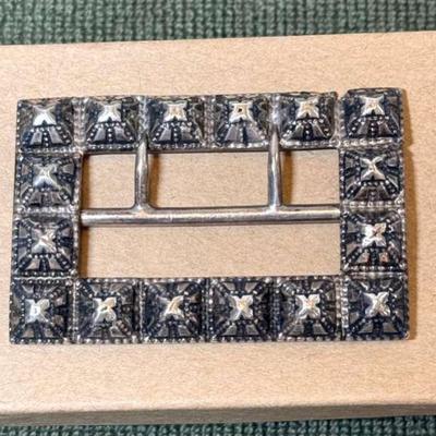 1910 sterling belt buckle nailhead pattern stamped cs fs