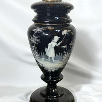 1880 mary gregory oil table lamp