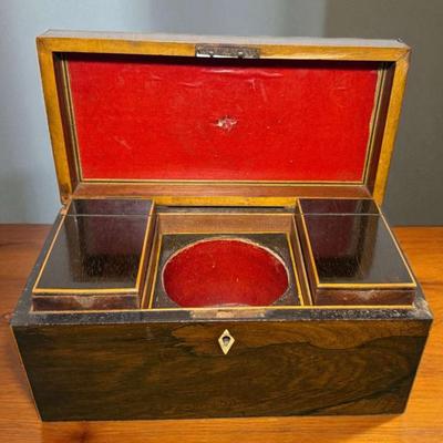 English rosewood tea caddy c 1835
