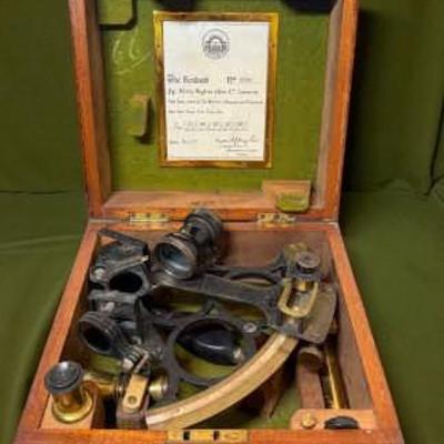 Henry hughes co wooden cased marine sextant