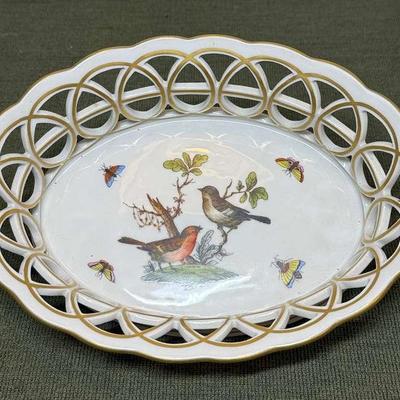 Herend rothschild bird porcelain open weave basket