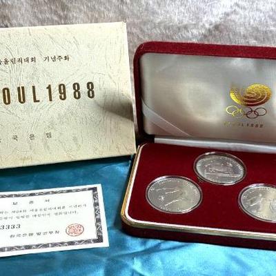 Seoul 1988 olympics proof silver coin set 1