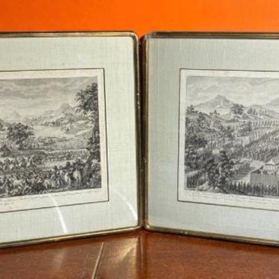 Pair 18th c french etchings representing conquest by emperor of china