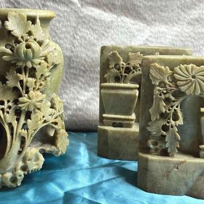 Imperfect celadon colored soapstone carvings