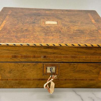 1860 english burled walnut sewing box