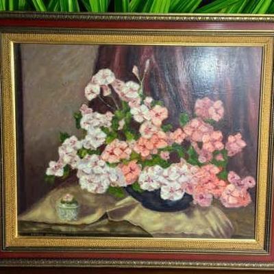 Floral still life signed marie schuyler