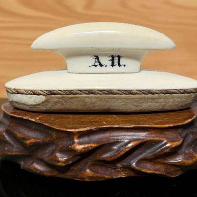19th c anglo indian nail buffer inscribed ah"