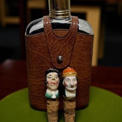 Glass flask with leather wrap