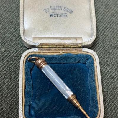 Mother of pearl rolled gold pencil c 1880