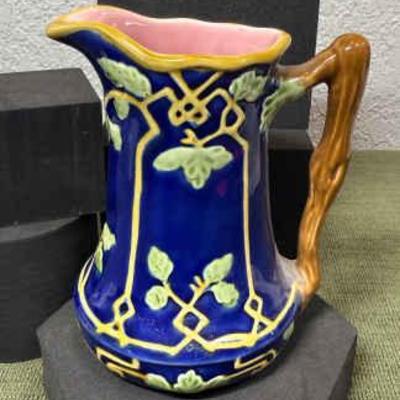 Majolica style ceramic creamer or small pitcher