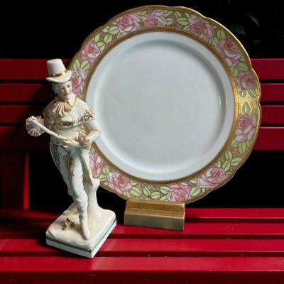 Nippon plate german porcelain figurine