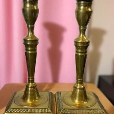 19th century english brass candle sticks
