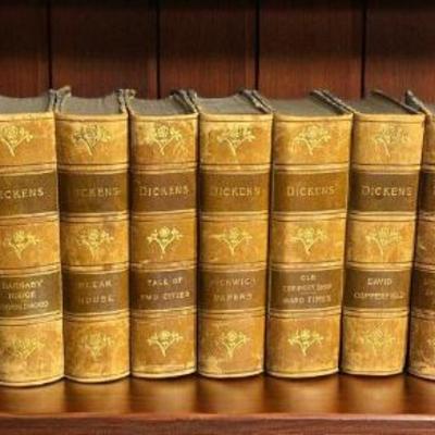 Leather bound the works of charles dickens,"