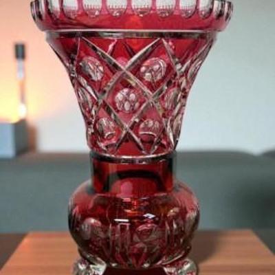 Ruby cut to clear vintage vase