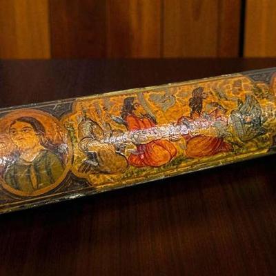C 1850 papier mache pencil box