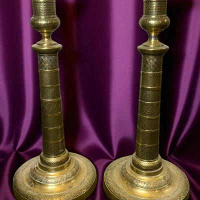 19th century english brass candlesticks
