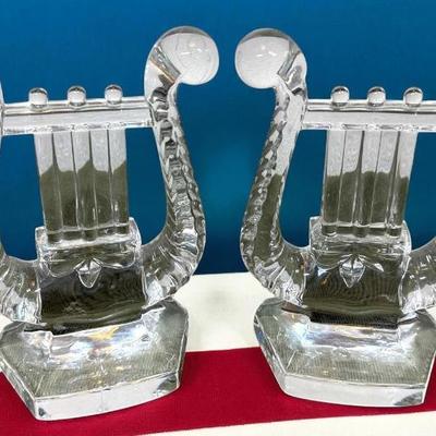 Fostoria lyre:harp" bookends