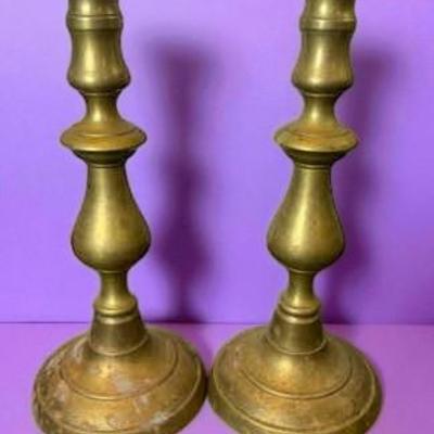 19th century english brass candle sticks