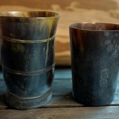 Pair of antique scottish horn cups