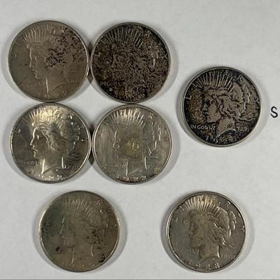 1922, 1923, 1925, 1926 (S) Silver Peace Dollars - 7 Total
