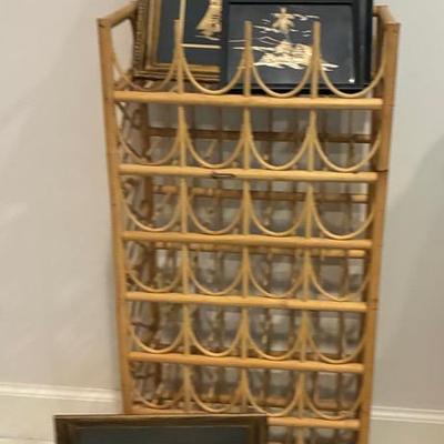 Bamboo Inspired Wine Rack And Art 