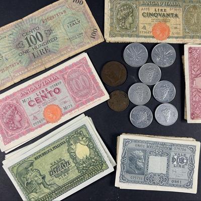 Mid-1900s Italian Bills And Coins, Consecutive 1951 50 Lire Notes